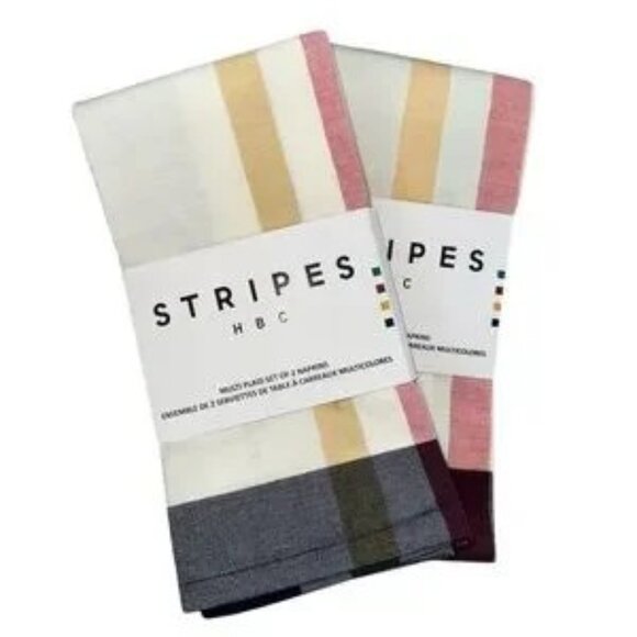 HBC Stripes Dinner Napkins - Set of 4 - Picture 1 of 3